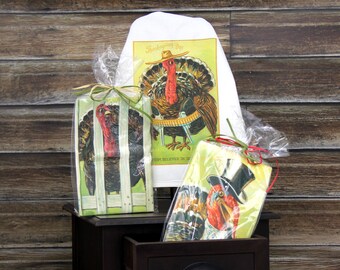 Traditional Flour Sack Dishtowel with your choice of Turkey Artwork (100% cotton, individually wrapped)