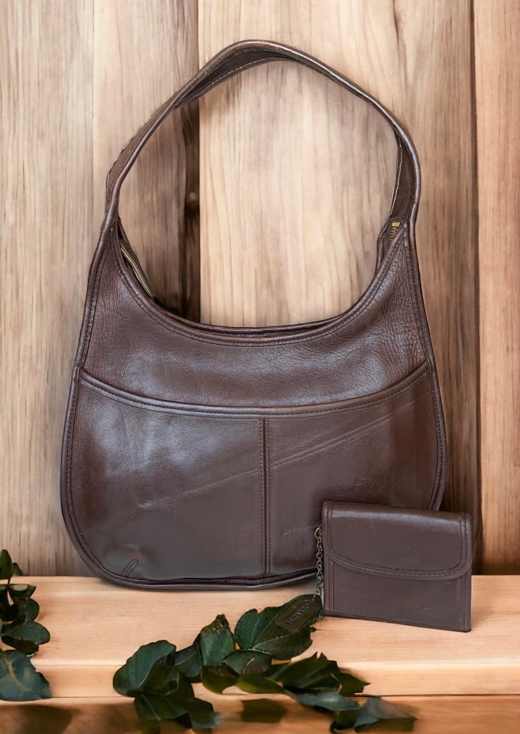 Coach Brown Leather 9033 Hobo Shoulder Bag Purse Old Coach 
