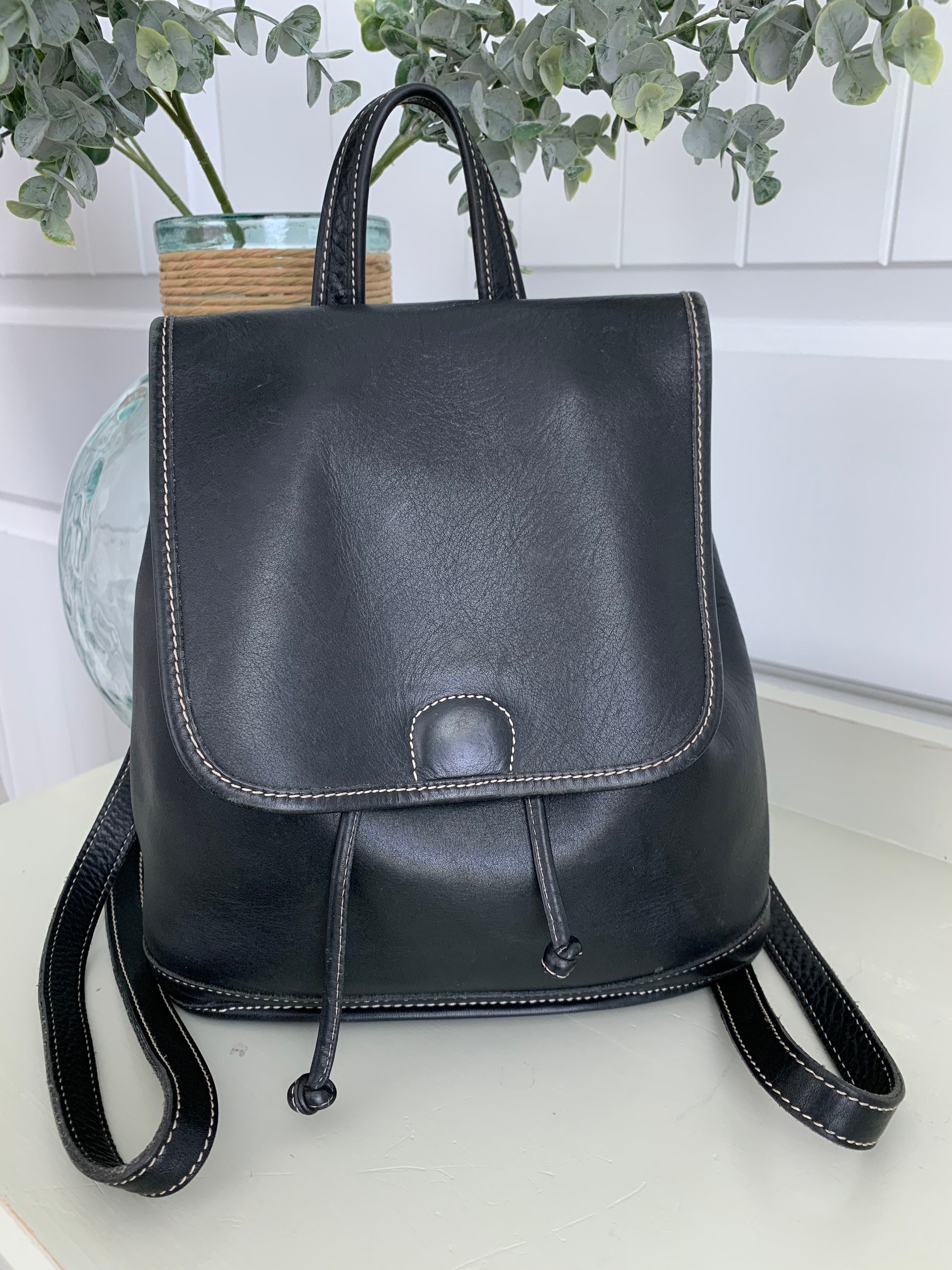 Coach Vintage 9315 Black Stitched Leather Brown Backpack - www.recon.co.id
