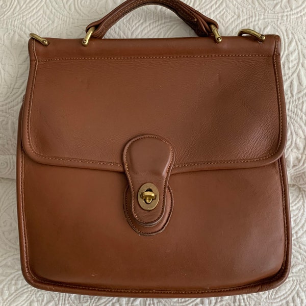 Coach Original Willis Bag Vintage jaren 90 #9927 lederen crossbody dameshandtas met handvat aan de bovenkant camelbruin Gemaakt in de Verenigde Staten