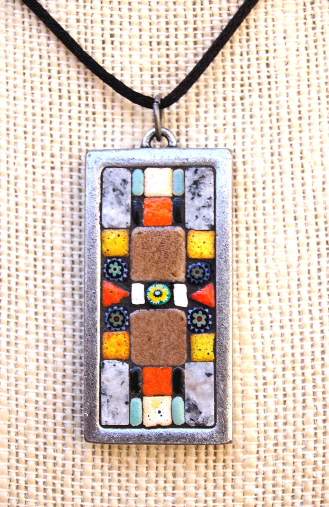 Handmade mosaic tile pendant / necklace Etsy