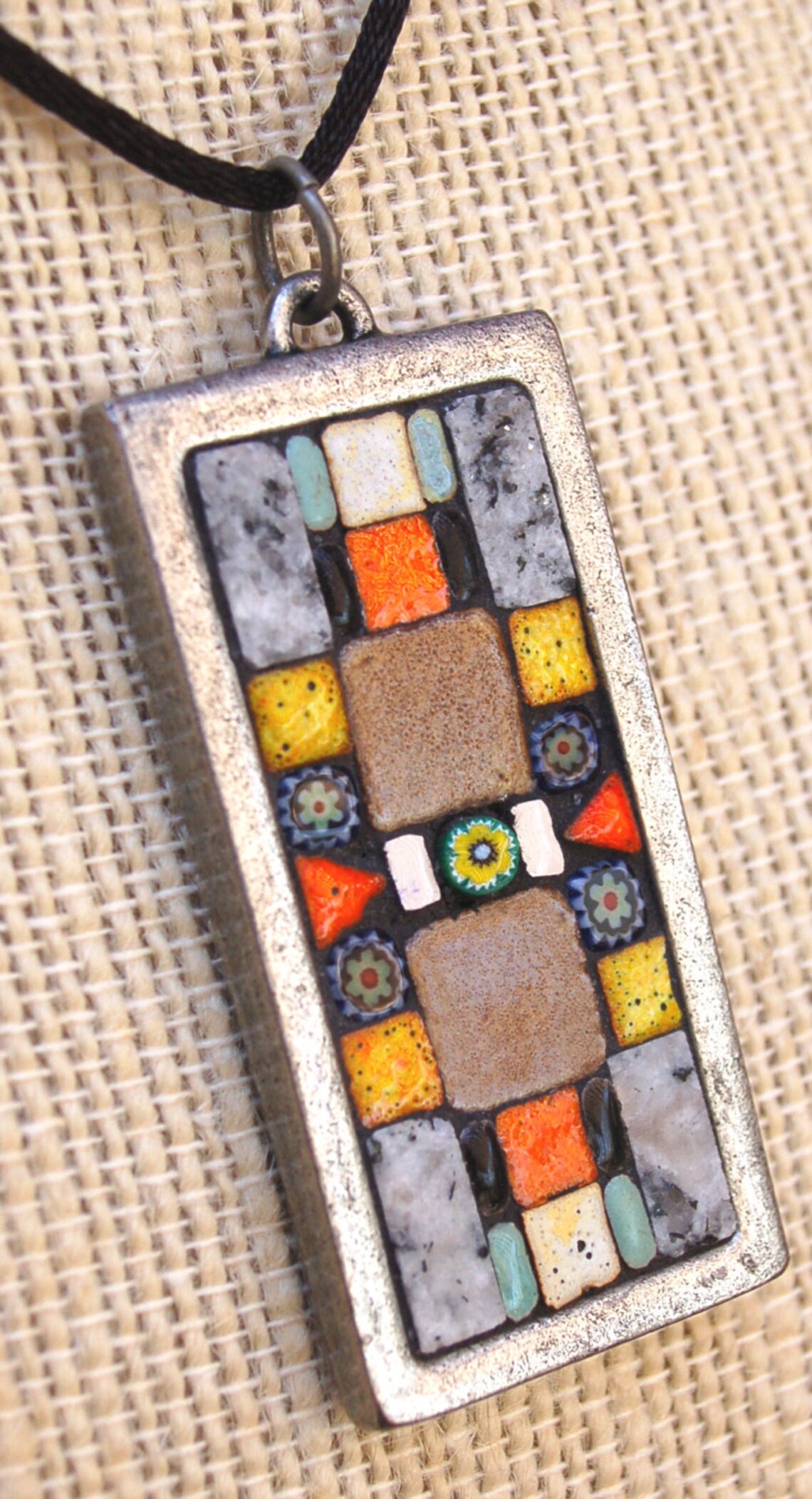 Handmade mosaic tile pendant / necklace Etsy