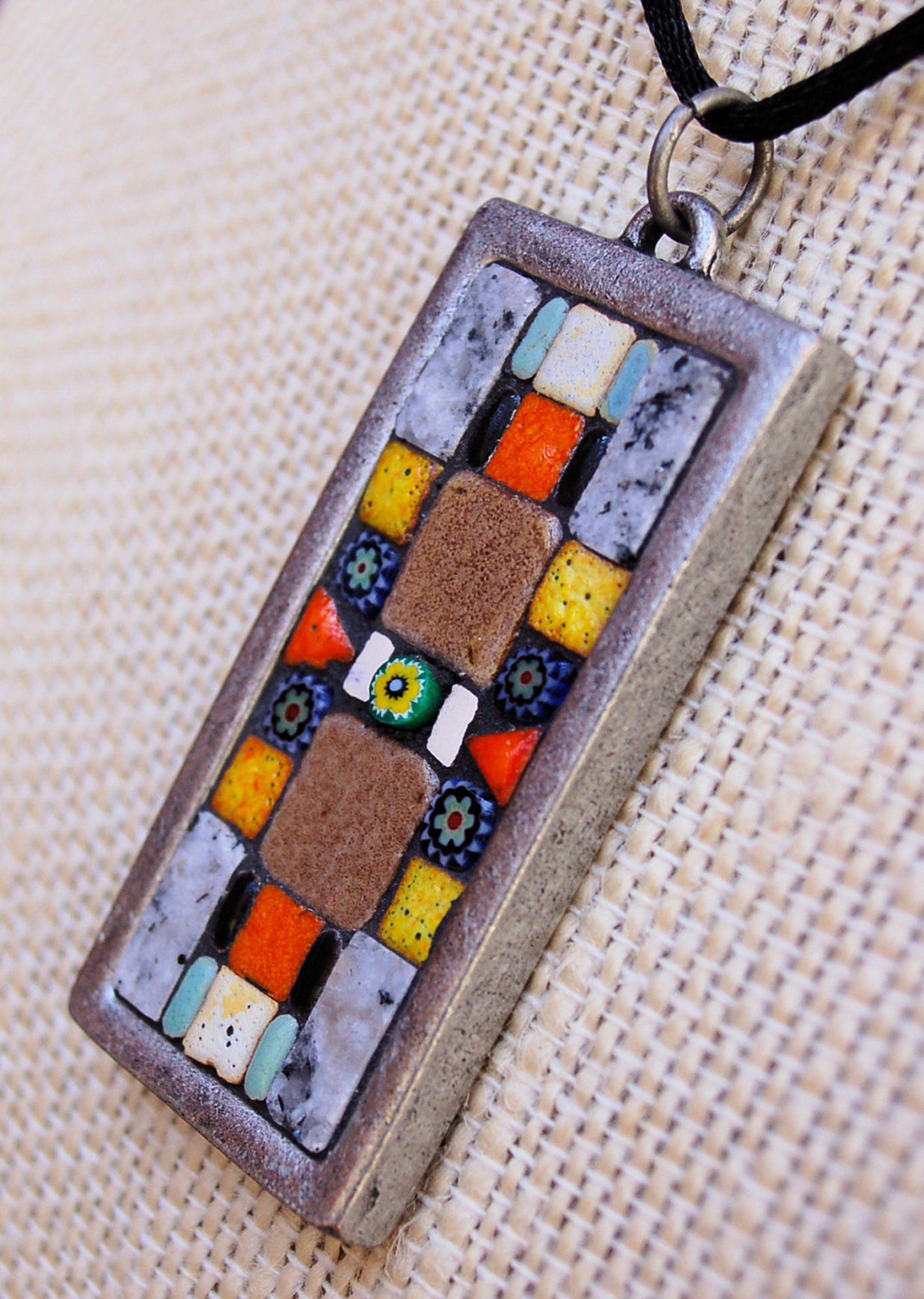Handmade mosaic tile pendant / necklace Etsy