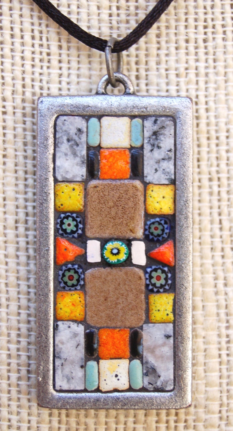 Handmade mosaic tile pendant / necklace Etsy