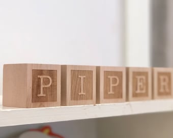 Personalized Wood Name Blocks, Alphabet Baby Custom Letters Wooden Toy, Natural Nursery Home Decor |  Customizable Baby Gifts