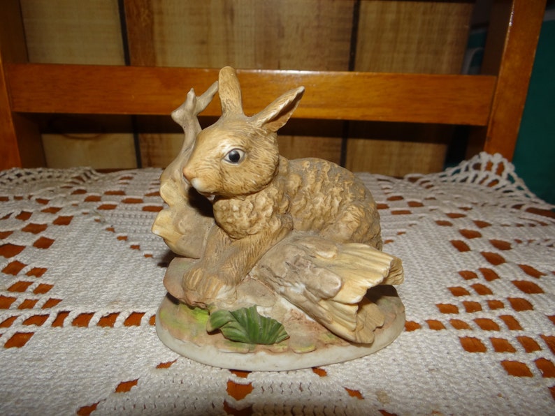 Vintage Homco Rabbit on a tree...Figurine... 1960