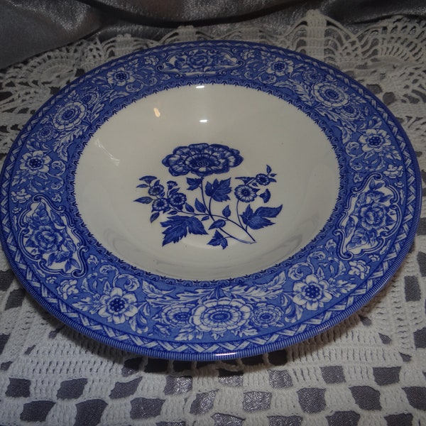 Vintage Queens Rosemont Blue Earthenware Dish/Bowl..Made In Columbia..Microwave and Dishwasher Safe