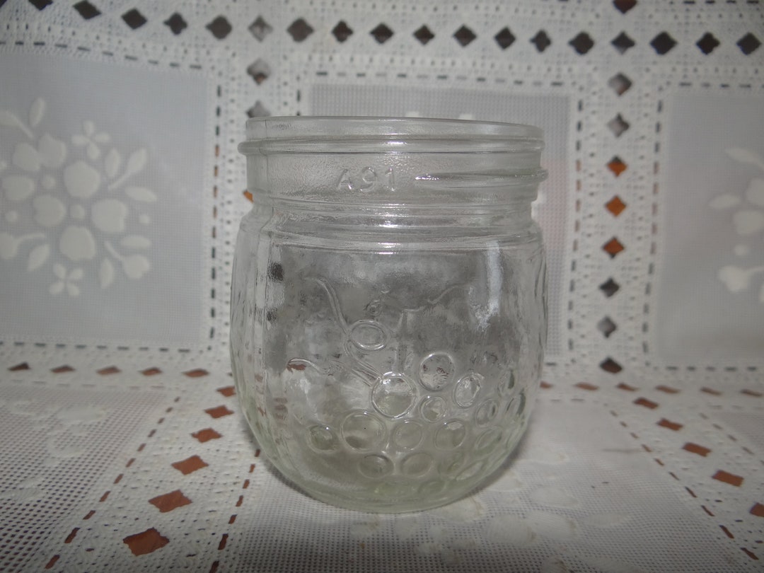 Vintage Clear Mid Century Kerr Jelly Jar..embossed Graphics Etsy