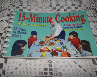 Livre de cuisine vintage 1996, « 15 minutes de cuisine » par Rhonda Barfield