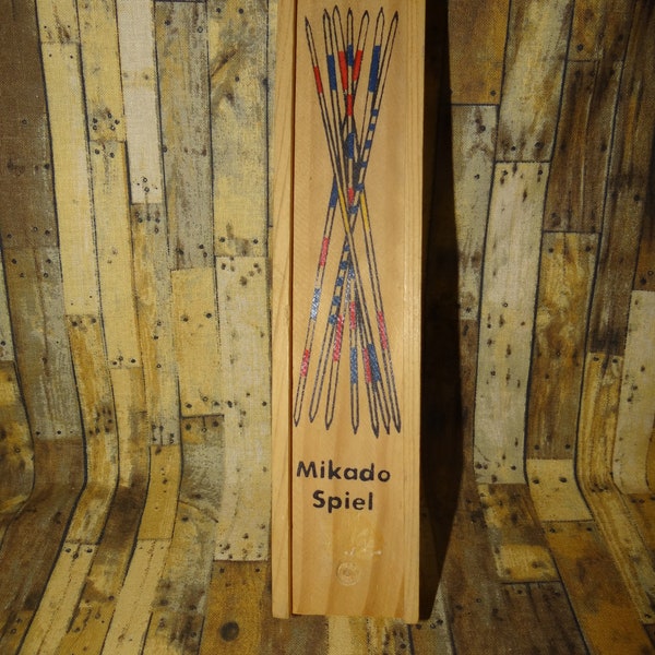 Vintage Pickup Sticks-- Mikado Spiel Game.. Original Wooden Box but no instructions...40 sticks