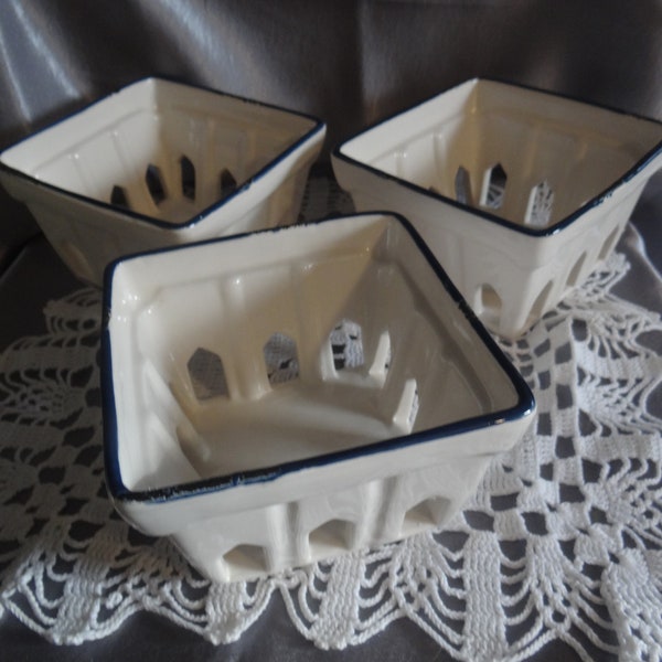 Great Gift Item: Three Available Ceramic Berry Boxes by Mason..Green Trim.. Sold Separately..Price and Shipping quoted are for ONE basket