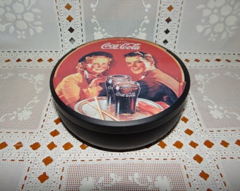 Vintage 1988 Coke/Coca Cola Round Tin...Please look at all the pics carefully
