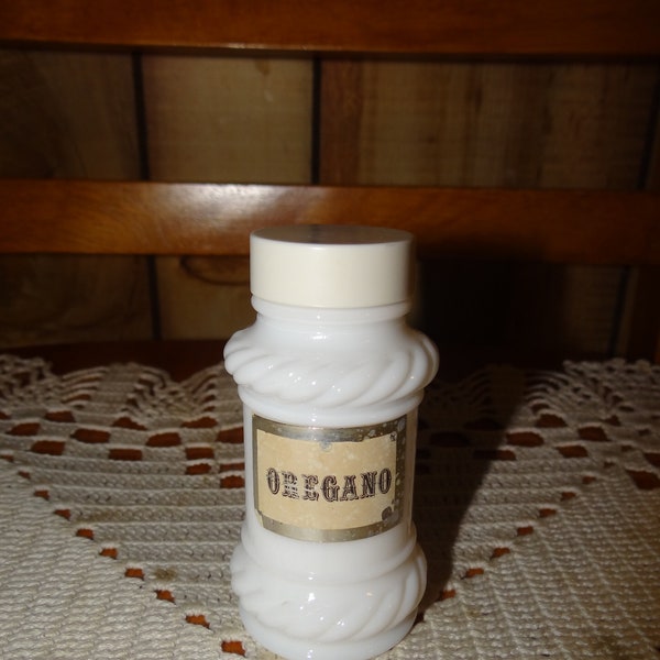 Vintage Milk Glass Spice Jar...Oregano
