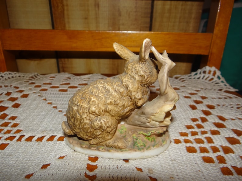Vintage Homco Rabbit on a tree...Figurine... 1960
