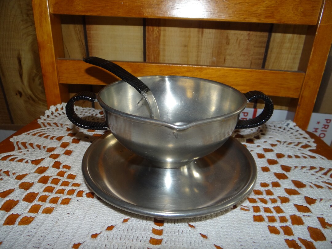 Vintage Pewter Gravy Boat With Ladle From Holland.... C&K Company
