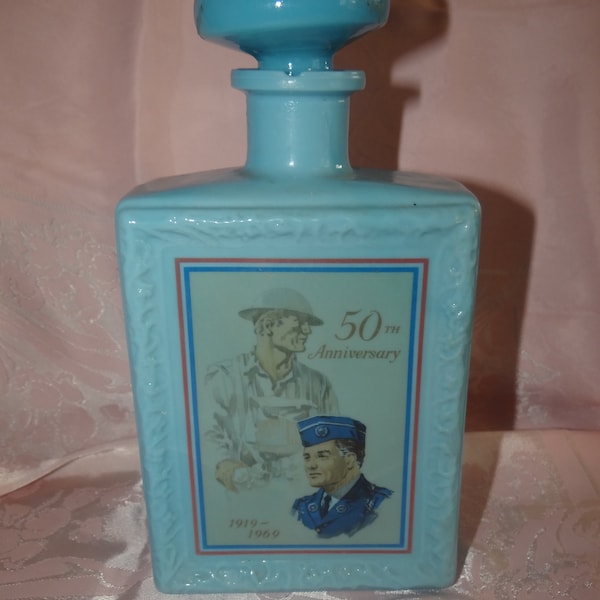 Vintage Whiskey Decanter by J.W. Dant Distillery from the American Collection.." Great Moments in History" 50th Anniversary 1919-1969
