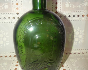 Vintage Green George Washington Bottle Decanter, Wheaton Glass Bottle..Cork is Available