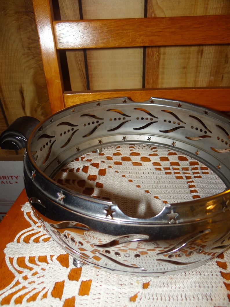 Vintage Glasbake Covered Casserole Dish with Stainless Steel Cradle