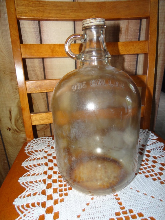 One Half Gallon Glass Jug, Vintage Houpperts Double Handle Glass