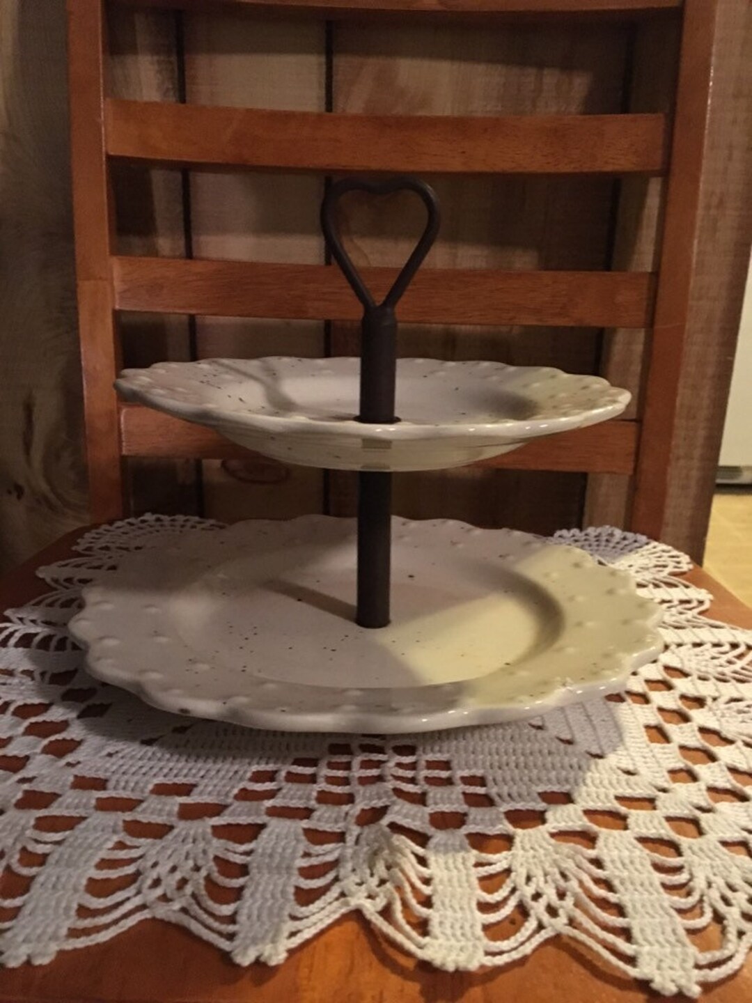 Unique Vintage Double Serving Plate Stand.. Etsy