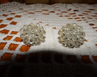 Vintage Clip On Chunky Cluster Earrings