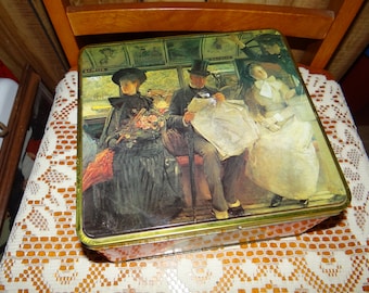 vintage Large Square Tin avec « The Bayswater Omnibus »... 1895