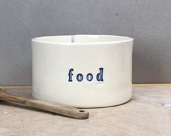 Food Bowl.  Hand-Built Food Dish.  2.5" Tall X 4.25" Diameter Food Crock.  In Blue.