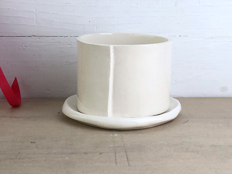 Thank You Cup And Saucer. Hand-Built Ceramic Cup With Drainage Holes And Matching Saucer. Thank You Gift. image 7