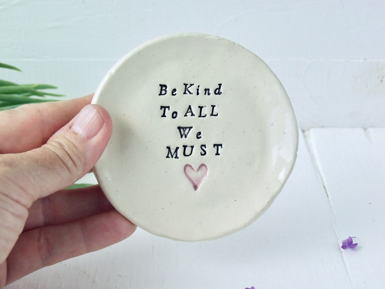 Measures Roughly 3 34 In Diameter. Recycled Clay Hand-Built Ceramic Saucer Be Kind To ALL We MUST