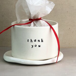 Thank You Cup And Saucer. Hand-Built Ceramic Cup With Drainage Holes And Matching Saucer. Thank You Gift. image 1