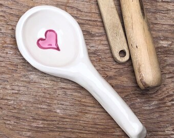 Heart Spoon. Small Ceramic Spoon. Hand-Made. Rustic Heart Kitchen Decor.