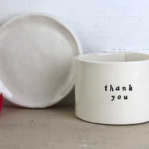 Thank You Cup And Saucer. Hand-Built Ceramic Cup With Drainage Holes And Matching Saucer. Thank You Gift. image 4