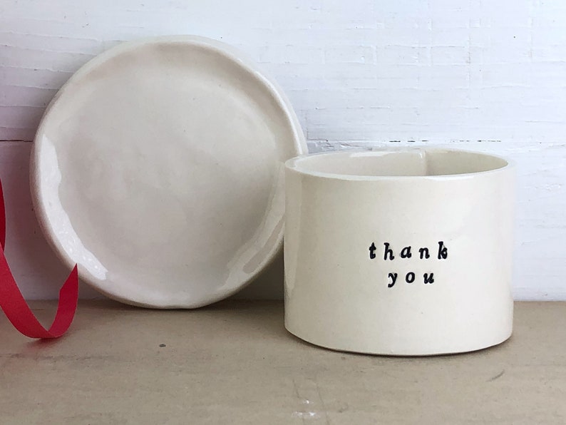 Thank You Cup And Saucer. Hand-Built Ceramic Cup With Drainage Holes And Matching Saucer. Thank You Gift. image 4