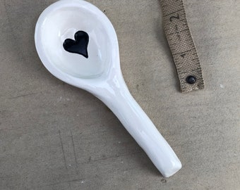 Heart Spoon. Small Ceramic Spoon. Hand-Made. Rustic Heart Kitchen Decor.