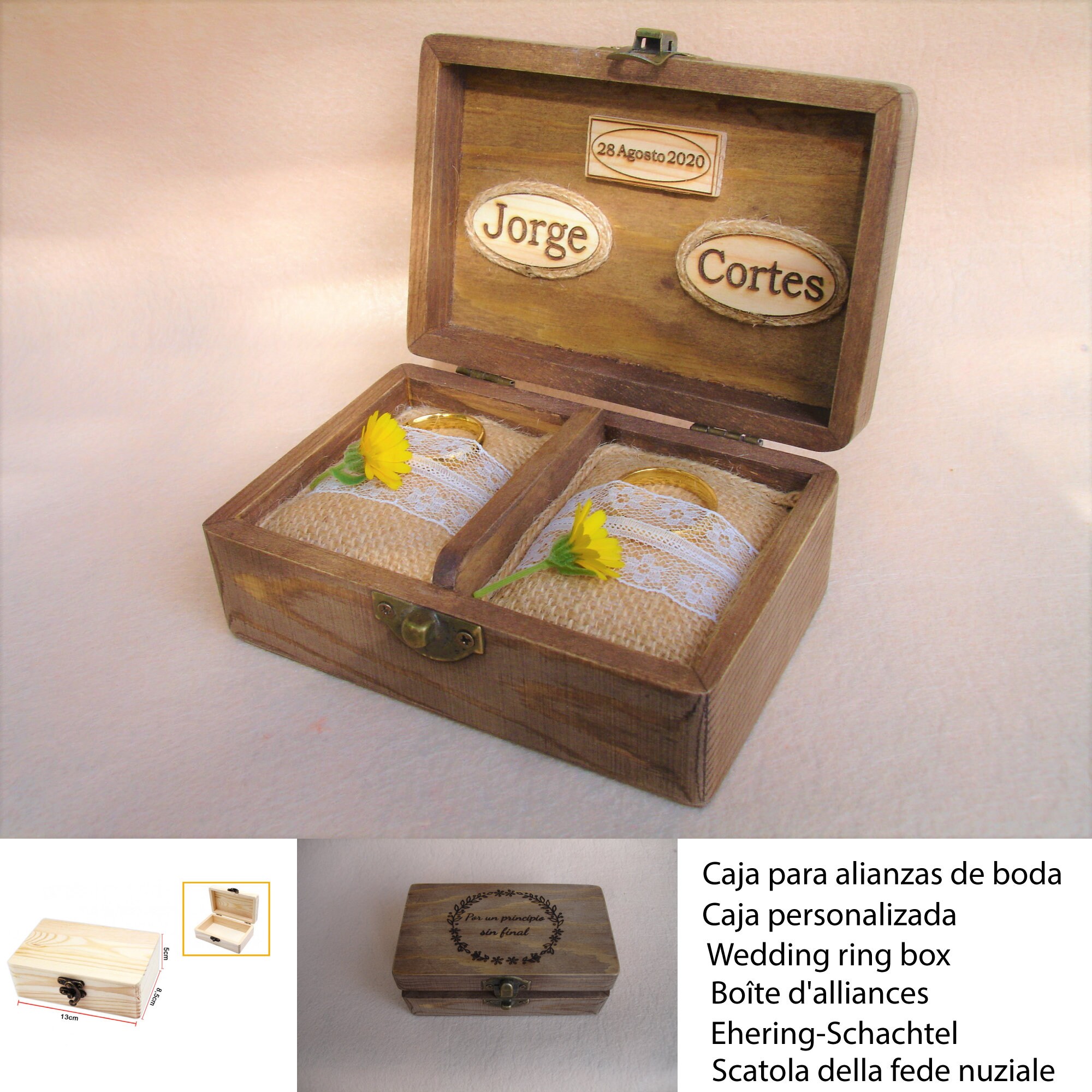 Caja para alianzas de boda caja personalizada porta alianzas Etsy