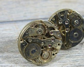 Vintage Harvey Avedon Steampunk Clockwork Cuff Links Patent Mark Gold Tone Modernist Circa 1956 Mid Century Authentic Original Design