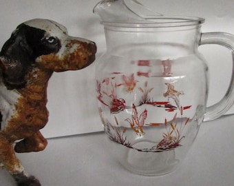 Vintage Hazel Atles Clear Glass Duck Sportsman's Hunter Retro Pitcher