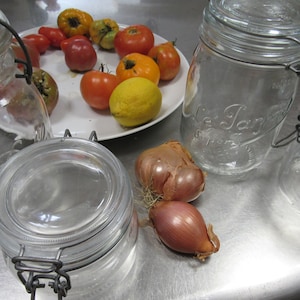 Vintage Crock French Bell Jar Metal Latch Bail Wire Farmhouse Salt Preserves Cheese Crock Holiday Food Gift Storage EACH