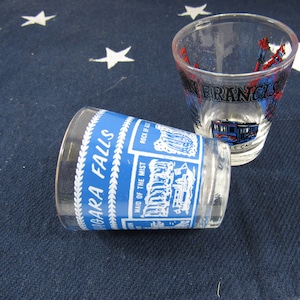 Vintage Souvenir Shot Glasses State Souvenir Shot Glass NY CA Niagra Falls Golden Gate Bridge Chinatown Souvenir Landmark Shot Glass