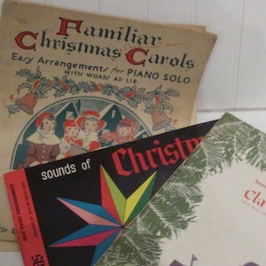 Vintage Piano Christmas Sheet Music Books Christmas Carols Beginner&#39;s Piano Book Paper Ephemera EACH Clavier Vintage Holiday Music Magazine