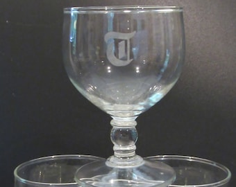 Vintage Monogrammed T Goblets Set of 4