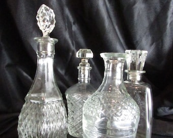 Vintage MCM Pressed Glass Decanters EACH