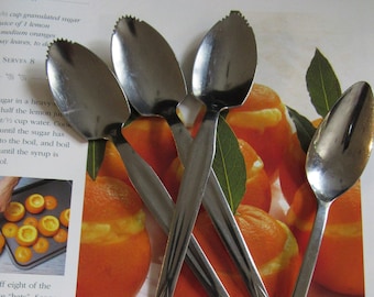 Vintage Grapefruit Citrus Spoons Mid Century  Style EACH Citrus Spoon Stainless Flatware