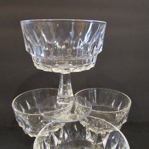 Vintage Pressed Glass Coupe Glasses Champagne Coupes Craft Cocktails Retro Bar SET OF 4