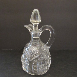 Vintage Cut Glass Cruet with Lid Victorian Tabletop Serving Piece