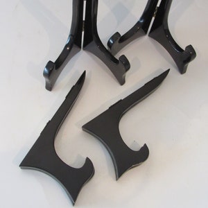 Vintage Asian Lacquered Wood Display Easel Plate Holder EACH Black or Natural Oak