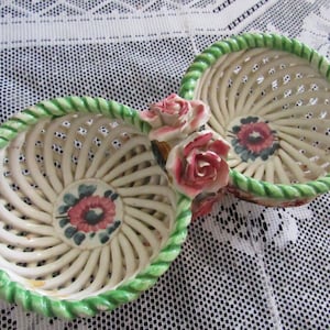 Antique Primitive Capodimonte Majolica Pottery Trinket Candy Dish Spain