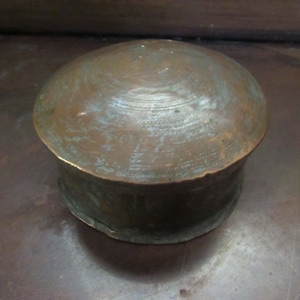 Antique Copper Overlay Primitive Handcrafted Brass Box Marrakesh Rustic STASH Box