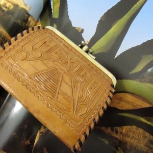 Vintage Leather Wallet Mexico Souvenir  Coin Purse Accessory