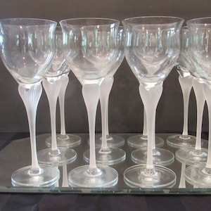 Vintage MIKASA SEA MIST Crystal Wine Glasses Set of 4 Discountinued Pattern